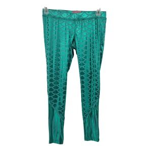 Tipsy Elves Womens Mermaid Scale Leggings Metallic Green Size M Hippie Party